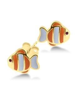 Gold Plated Kid Stud Earring Cute Fish STE-225-GP